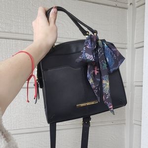 Steve Madden Black Crossbody Purse with Floral Scarf